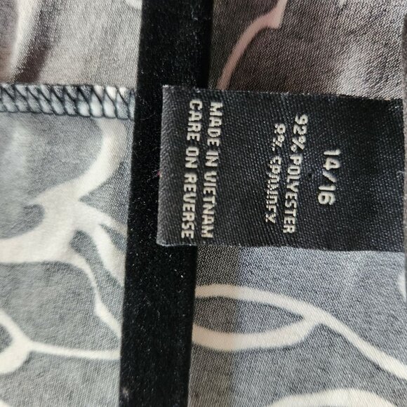 Lane Bryant Dress 14/16 Black White Floral Print Polka Dot Short Sleeves Floral - Picture 10 of 13